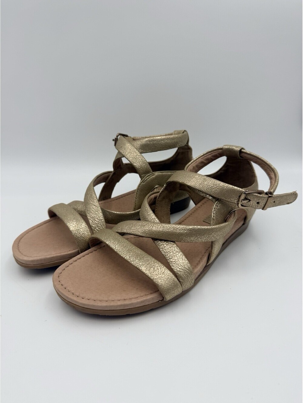 Nurture Gladiator Metallic Gold Strappy Leather Women’s Sandals Size 6.5 Medium
